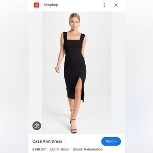 Reformation Cassi Knit Black Midi Dress with Slit